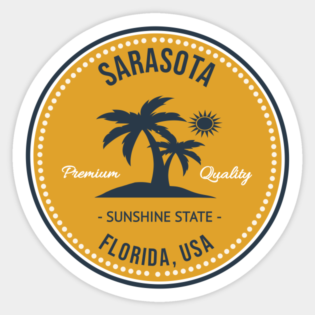 Sarasota Florida Vintage Circular Sarasota Sticker TeePublic